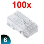 Wtyk RJ45 UTP nieekranowany przelotowy / modularny, na drut, kat. 6, 100 szt.